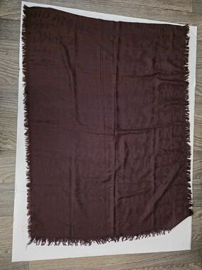 Moschino Brown Fringed Logo Scarf